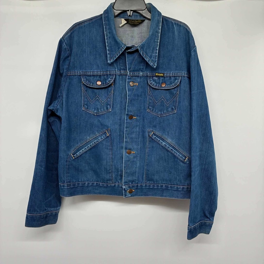 Vintage 70s Wrangler 126MJ Denim Jacket Men 50 USA No Fault Western Tucker Retro